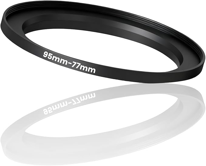 Step Down Ring Adapter Filter, 95mm-77mm Stepping Rings Metal Lens Filter Adapter Ring for DSLR/Mirrorless Cameras 95mm Lens to 77mm UV/CPL/ND Filters & Accessories