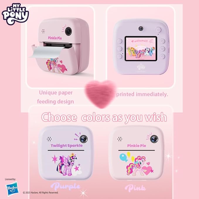 My Little Pony Rainbow Series Children Print Camera, Polaroid Camera for Kids, Kids Camera Instant Print,3 Year Old Girl Gifts,Pinkie Pie