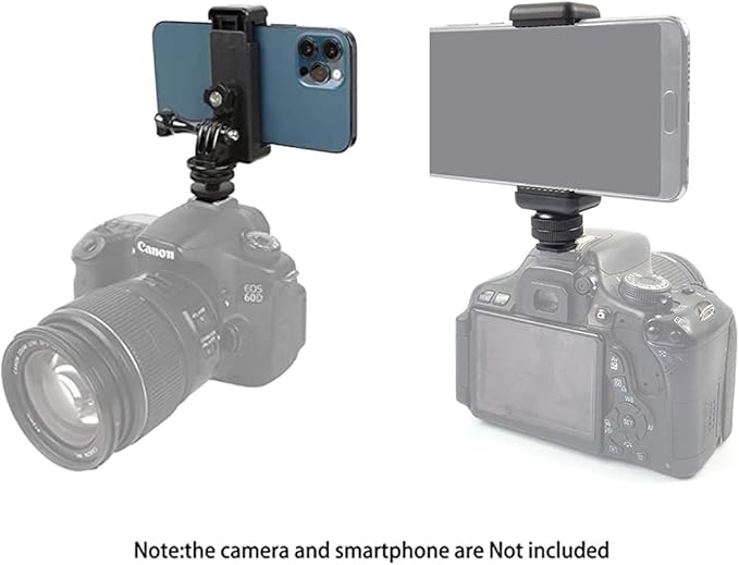 Phone Holder Camera Hot Shoe Mount Adapter Kit Compatible with GoPro Hero 9 8 7 6 5, DJI OSMO Action, iPhone12/11 Pro Max/X/XR, Samsung, Attaching on DSLR Camera or Ring Light