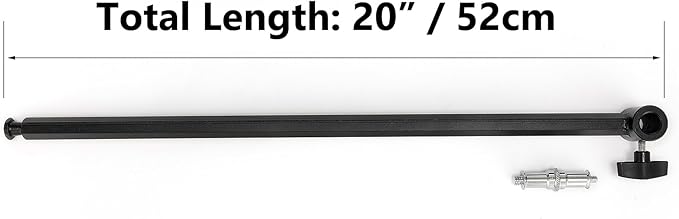 PHOCUS 20" Offset Extension Arm for Convi Clamp, Hex Stud Attach with Super Clamp, Universal Adapter Spigot for Mounting Photo Studio Light or Camera