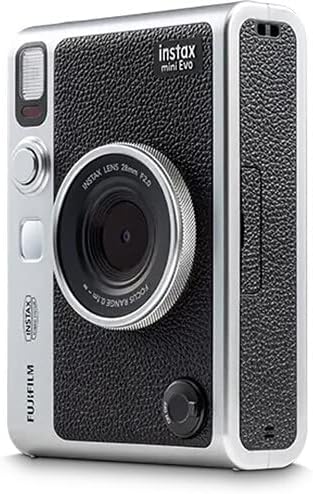 FUJIFILM INSTAX MINI EVO Hybrid Instant Camera (Black) Bundle with 32GB Memory Card + Camera Case + USB Card Reader, SD/microSD + Microfiber Cleaning Cloth