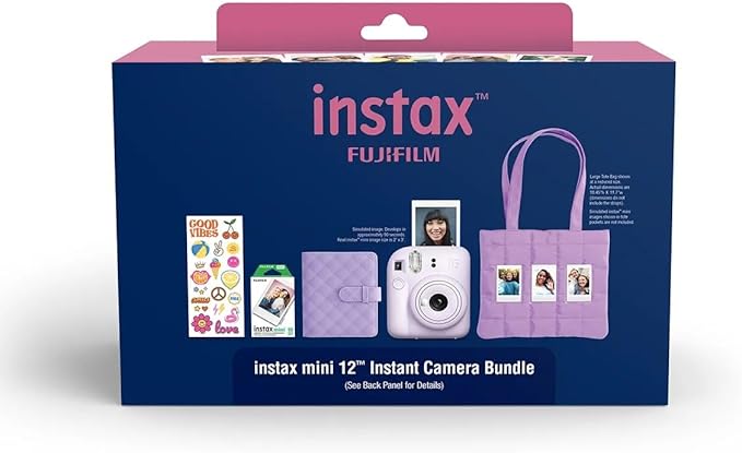 Fujifilm Instax Mini 12 Instant Film Camera All Included Holiday Bundle 2025 + Pink Lemonade Instant Film 10 Exposures (Lilac Purple)