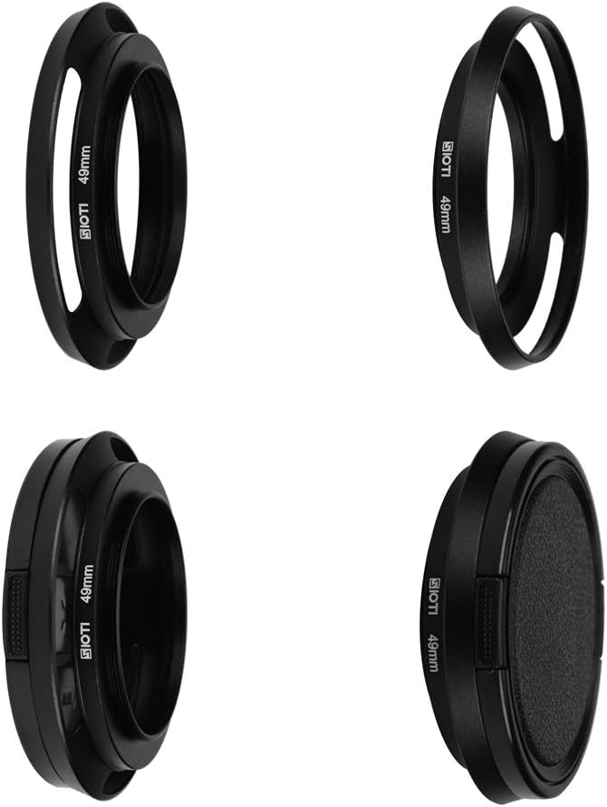 SIOTI 49mm Lens Hood, Oxidation Matte Anti Reflective Treatment, Aluminum Alloy, with 1 * 67mm Lens Cap, Compatible with Sony/Canon/Nikon/Fuji etc >24mm Camera Lens