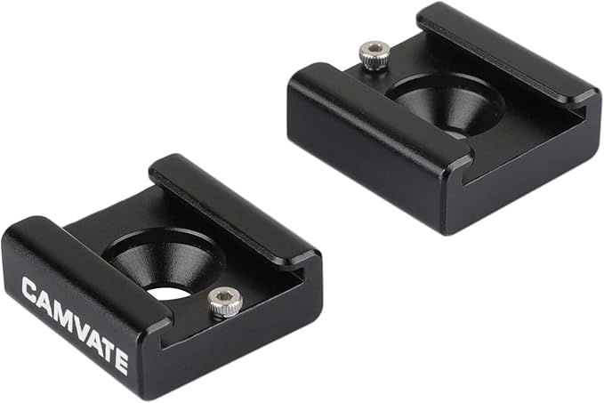 CAMVATE Cold Shoe Mount with 1/4''-20 Hole for Camera Flash Microphone Accessories(2 Pieces) - 0993