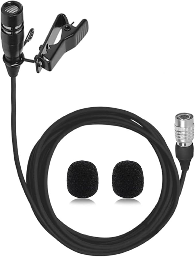 Lavalier Lapel Microphone Unidirectional Condenser Super Cardioid Mic Compatible with Audio-Technica Wireless Bodypack Transmitter System with Hirose 4 Pin Plug