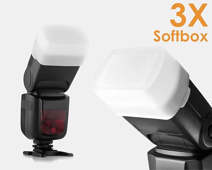 DS. DISTINCTIVE STYLE 3-Pack Flash Diffuser for Speedlight Light Diffuser Softbox Compatible with Godox V1 TT600 V850II V860II TT685 Yongnuo YN560III 568EX 568EXII 565EX Canon 580EXII 580EX