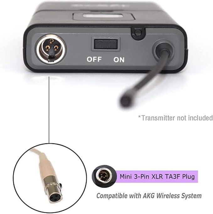 Headset Microphone Double Over Ear Earset Over Ear Headworn Mic Compatible with AKG Wireless System Bodypack Transmitter with 1.2m Cable Windscreen Mini XLR 3 Pin TA3F Plug