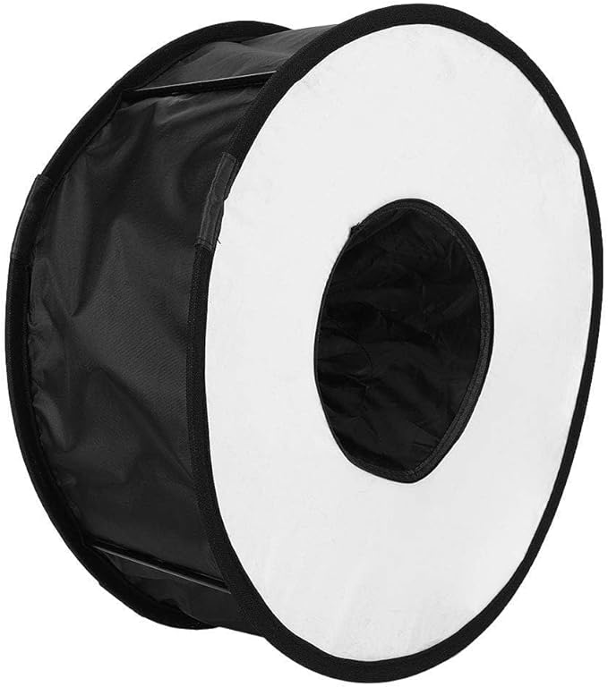 Softbox Diffuser, 42x16cm Foldable Ring Speedlite Flash Diffuser Macro Shoot Round Softbox with Storage Bag for Camera Flash Light