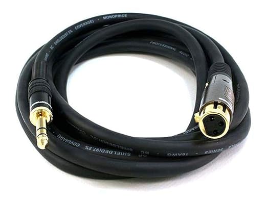 Monoprice 104774 50-Feet Premier Series XLR Female to 1/4-Inch TRS Male 16AWG Cable Black