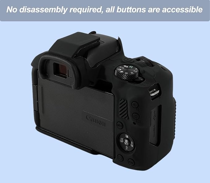 Pocoukate Case for Canon EOS R50 Camera, Soft Silicone Protective Cover Skin with Screen Protector Accessories for Canon EOS R50 Mirrorless Camera Silicone Case - Black