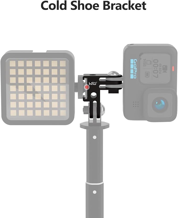HSU Vertical Mount for GoPro, Aluminum 90 Degree Cold Shoe Direction Adapter, 1/4"-20 Screw Hole Tripod Mount for GoPro Hero 13/12/11/10/9/8/7/6, DJI Osmo Action 4/3 AKASO Action Camera and More