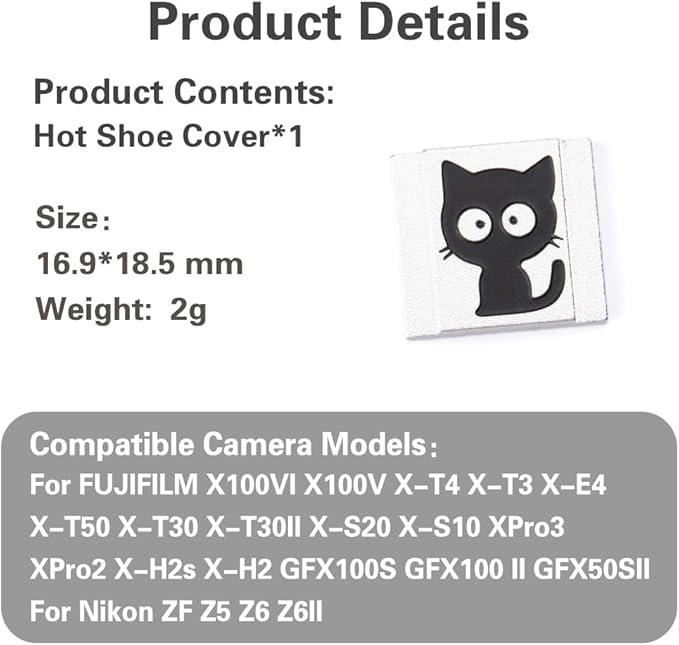 Camera hot Shoe Cover for Fuji X100VI X-M5 X-E5 X-T4for Nikon z9 z8 z7 z50 z30 zf d3500 d810 d610 (Brass cat)