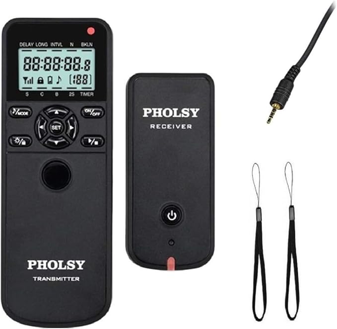 PHOLSY Wireless Timer Remote Release Control with Intervalometer and HDR for Panasonic S5, S1H, S1R, S1M, S1, G95, G91, G90, G9, FZ1000 II, G80, G81, G85, GH5, GH6, G95, G7, GH7, GX8, G6, G5