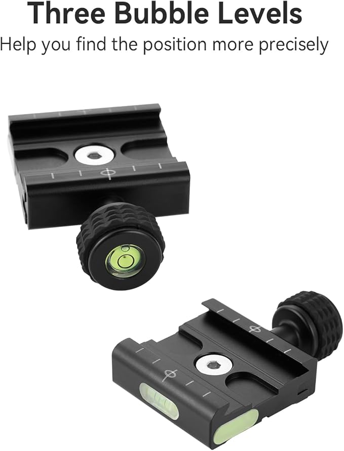 UTEBIT 50mm Arca Swiss Quick Release Plate, Aluminum QR Clamp Adapter Set with 3/8"&1/4" Screw Hole, Built-in Bubble Level Compatible with Manfrotto DSLR Camera Tripod Ball Head Monopod