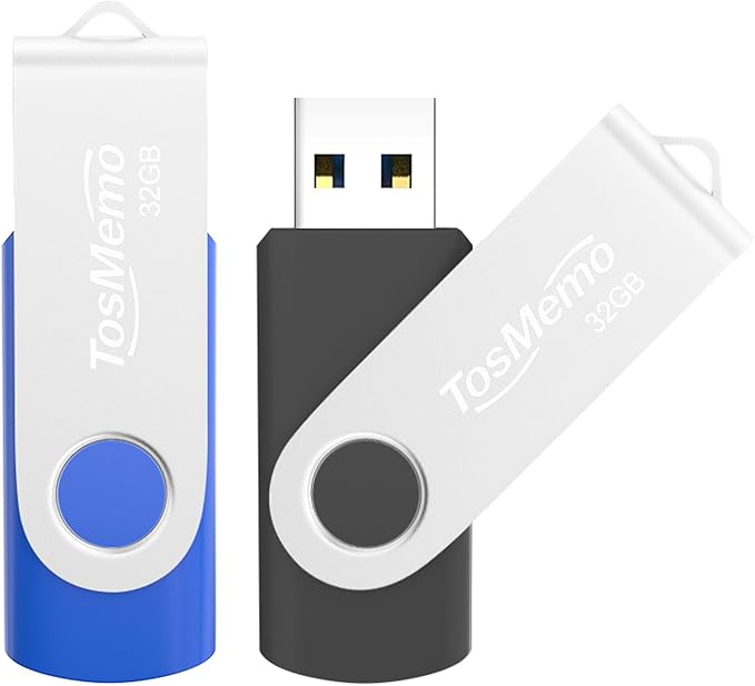 USB Flash Drive 32GB Thumb Drive USB 2.0 Flash Drive Swivel Jump Drive Pen Drive Memory Stick for Data Storage(2 Pack,Black & Blue)