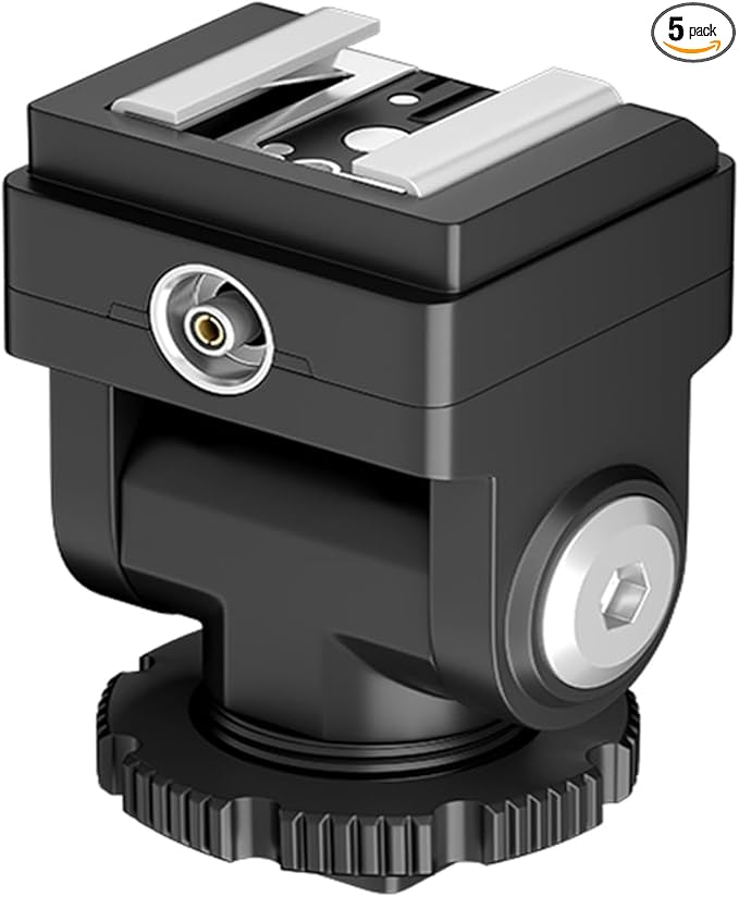 PIXEL Standard Hot Shoe Adapter with Extra PC sync Connection Port & 3.5mm Mini Phone Connection Port for Connecting Cameras to Additional Off-Camera Flash,Studio Light,Strobes or Other Accessories