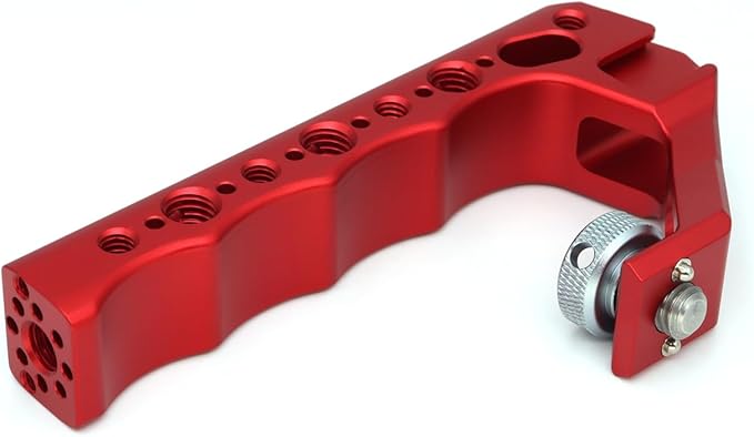 SZYingXian 3/8“ Fixed Screw Camera Top Handle for ARRI Grip for Camera Cage, Universal Video Rig with Cold Shoe Adapters for DSLR Camera with Microphone/LED Light/Monitor (Red)