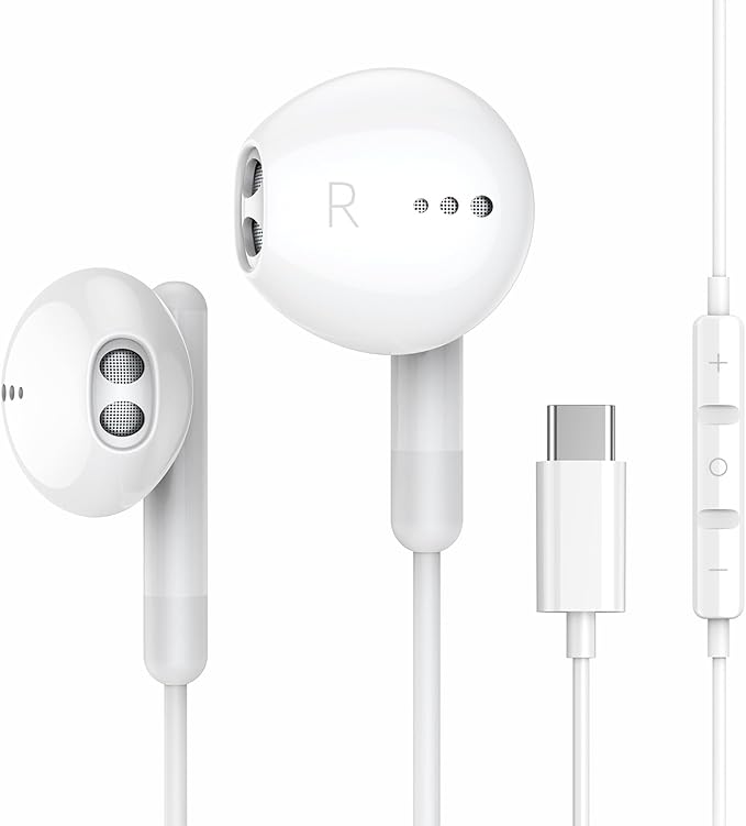 USB C Headphones for iPhone 17 16 15 Pro Max Plus iPad Pro USB C Earphones with Microphone Volume Control USB C Wired Earbuds USB Type C Earphone for Google Pixel 8 Samsung S25 S24 S23 S22 S21 S20 A55