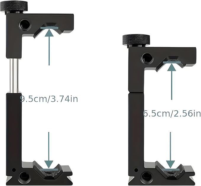 Metal Phone Tripod Mount with Arca Port Cold Shoes & 1/4" Screw Hole, Adjustable Cell Phone Tripod Adapter Clamp Holder Compatible with iPhone Samsung for Video Recording