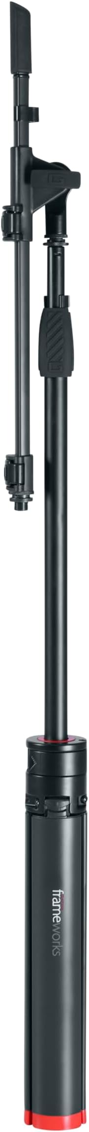 Gator Frameworks ID Series Tripod Mic Stand with 26" Dual Section Adjustable Boom Arm, Fully Collapsable into Compact Cylinder Shape (GFW-ID-MIC)
