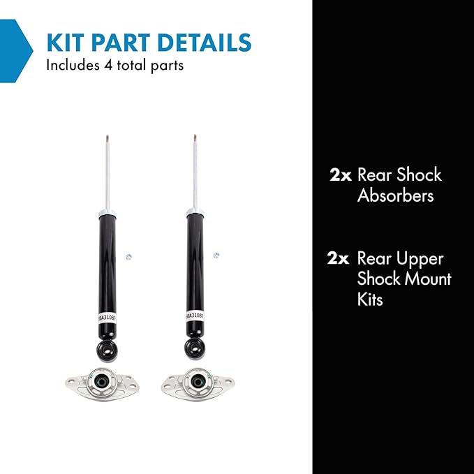 TRQ Rear Suspension Kit Shock Absorber Shock Mount Kit Compatible with 2015-2018 Audi Q3 2009-2017 Volkswagen Tiguan 2018 Tiguan Limited
