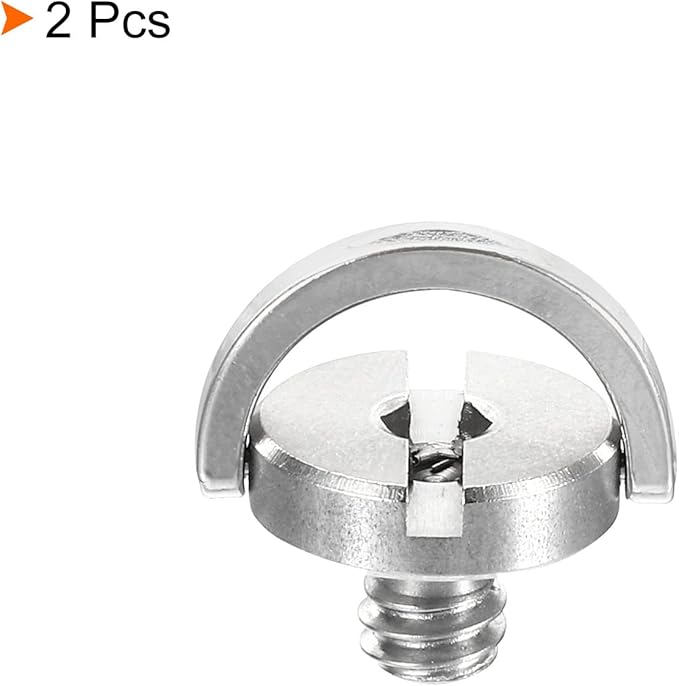 PATIKIL 1/4-20 Thread 11mm Length D-Ring Stainless Steel Camera Fixing Screws, 2 Pack D Shaft Quick Release Plate Screw for Camera Tripod/Monopod, Silver