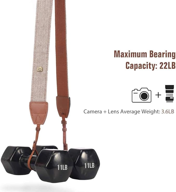 MoKo Camera Strap, Premuim Cotton Canvas Braided Adjustable Universal Sling Shoulder Neck Belt for All DSLR Digital Camera Canon, Fuji, Nikon, Olympus, Panasonic, Pentax, Sony - Khaki