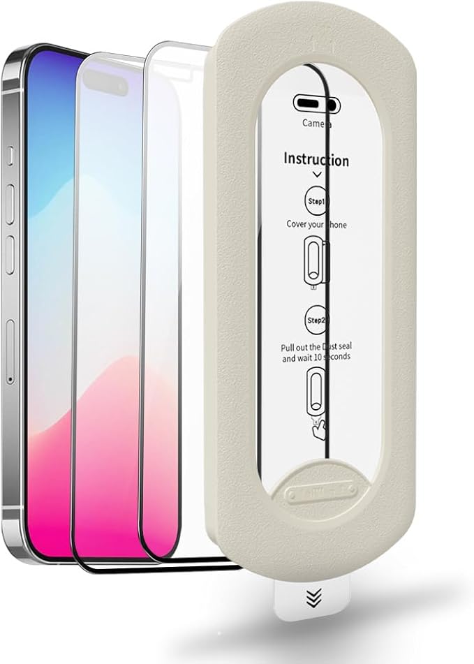 3 Pcak Screen Protector for iPhone, Easy Auto-Align Install Kit, 6.1" Tempered Glass, 9H Hardness, Ultra HD Clear, Case Friendly with Easy Installation Tool (for Iphone 15Pro)