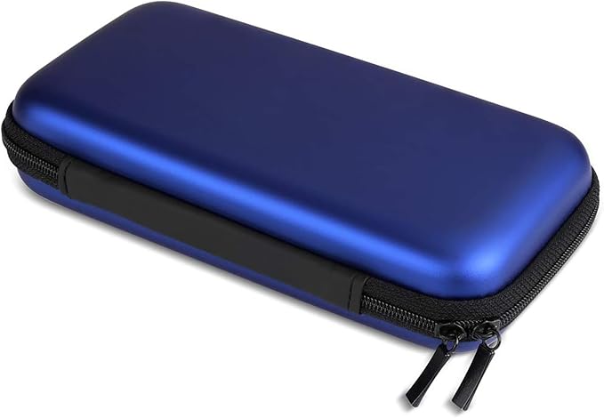 iMangoo Travel Essentials Electronics Organizer Charger Case Portable Dual Zipper Shockproof Pouch Tech Purse Cord Cable Pouches Power Bank Storage Accessories Bag for Women Men,6.5x3.2x1 Blue