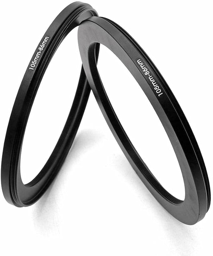 105-86mm Metal Step-Down Adapter Ring, 105mm Lens to 86mm Filter Size Accessories Lens Filter Adapter Ring, 2 Pieces LingoFoto