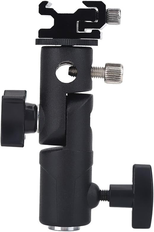 Yoidesu Universal E Type Camera Flash Mount, Aluminum Alloy Flash Bracket with Hot Shoe Adapter and Umbrella Holder for Light Stand and Tripod
