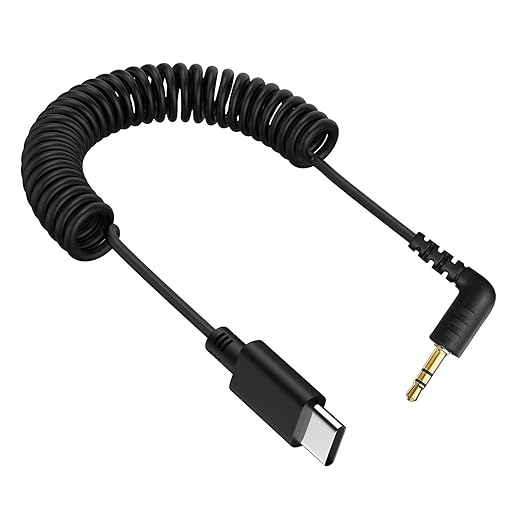 USB C to 3.5mm Microphone Cable for Rode Wireless Pro/Wireless Go 2 and Hollyland Lark M2 150 Max, Coiled Audio Patch Cable Mic Cord Compatible with Samsung Galaxy and Google Pixel Android Phones