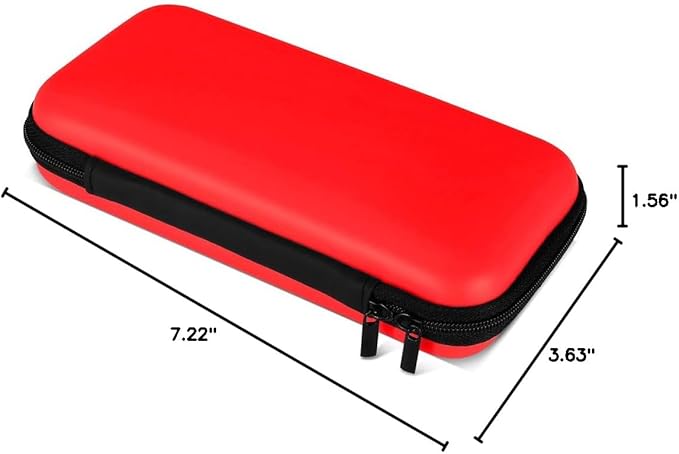 iMangoo Travel Essentials Electronics Organizer Charger Case Portable Dual Zipper Shockproof Pouch Tech Purse Cord Cable Pouches Power Bank Storage Accessories Bag for Women Men,6.5x3.2x1 Red