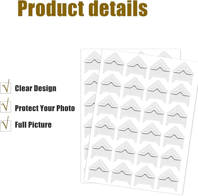 120 Pack Photo Corners Self-Adhesive, Picture Corner Stickers for Scrapbooking, Guestbook, Memory Scrapbook (White)