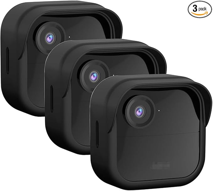 Silicone Case Cover for All-New Blink Outdoor 4 (4th Gen) - Weatherproof Protective Skin Cover with Hat Brim for All-New Blink Outdoor 4 & 2K Smart Security Camera (Black, 3 Pack)