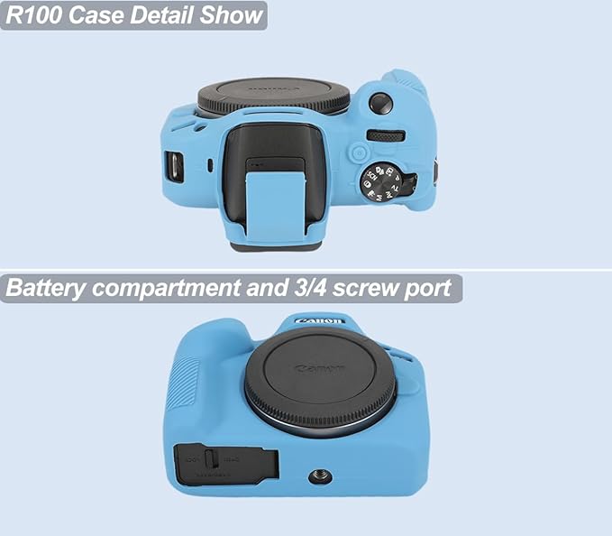 Pocoukate Case for Canon EOS R100 Camera, Soft Silicone Protective Cover Skin with EOS R100 Screen Protector Accessories for Canon EOS R100 Mirrorless Camera Silicone Case - Blue