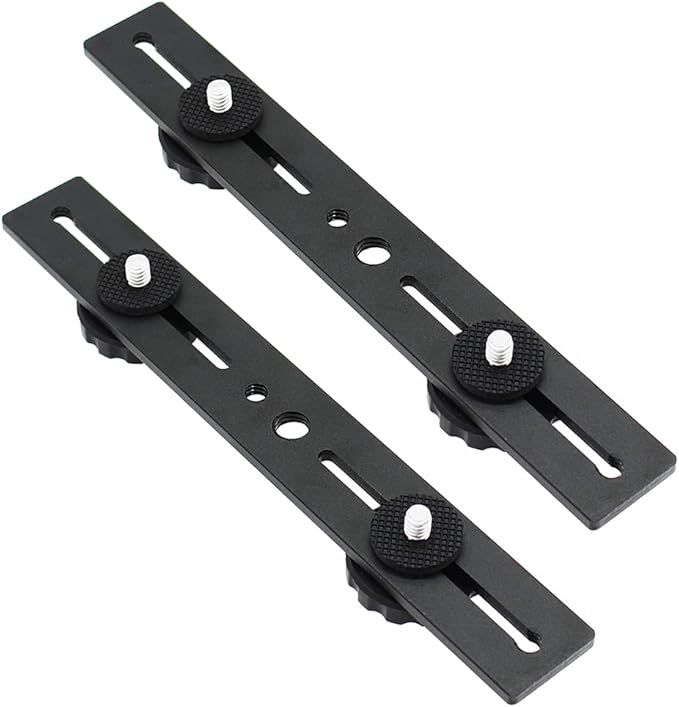Zeetain Dual Speedlite Tripod Mount Bracket,1/4" Dual Camera Mount Flash Extension Bar,8" Dual Tripod Bracket for Camera,LED Video Light,DSLR Camera,Flash Light(2 Pack)