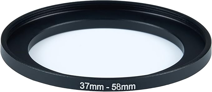 37mm Lens to 58mm Camera Lens Adapter 37mm to 58mm Step Down Ring Adapter Ring for All Brands of UV ND CPL, with Premium Lens Wiping Cloth 2 Pack (37mm-58mm)