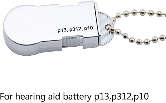 Hearing Aid Battery Case Small - Plastic Button Cell Holder Storage Caddy with Key Chain (for P13/P312/P10)