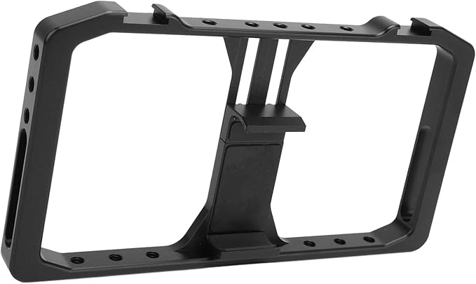 Smartphone Video Rig Aluminum Alloy Phone Cage Stabilizer Grip Frame with Hot Shoe Mount and Multiple 1/4 Inch Screw Holes for Filmmaking Vlogging, Compatible with Phones 2.2 to