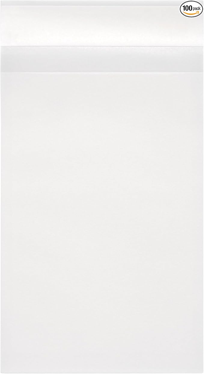 Quotidian White Flat Self-Seal Glassine Paper Bags Envelope 4.5" x 6.75" (11.5 x 17.3cm) Pack of 100 - Confetti Invitations Samples Small Soap Favor
