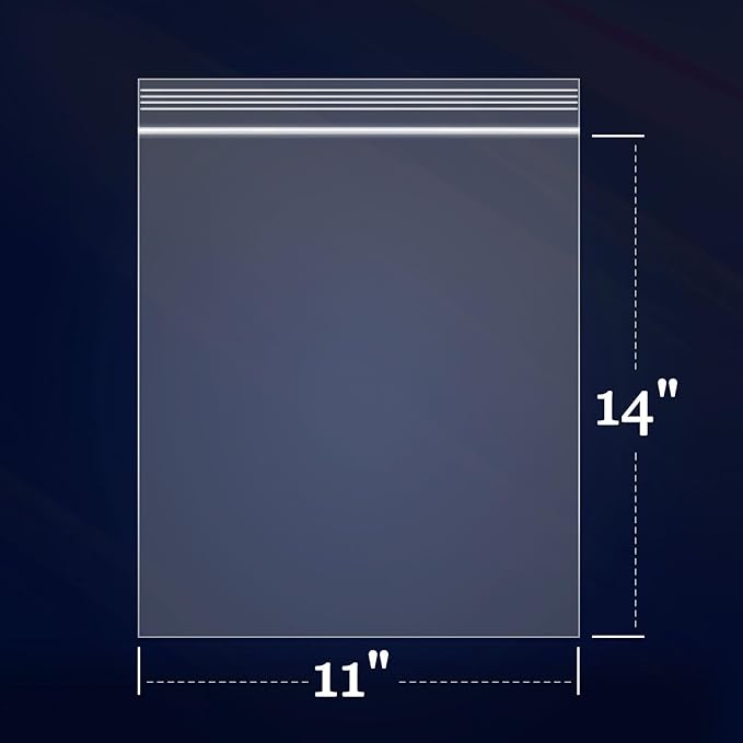 iMailer - 100 Count - 11" x 14" Large Zip Bags - 2 Mil Reclosable Zip Plastic Poly Bags with Lock Seal Zipper for Prints, Photos, Documents, Clothing, T-Shirt
