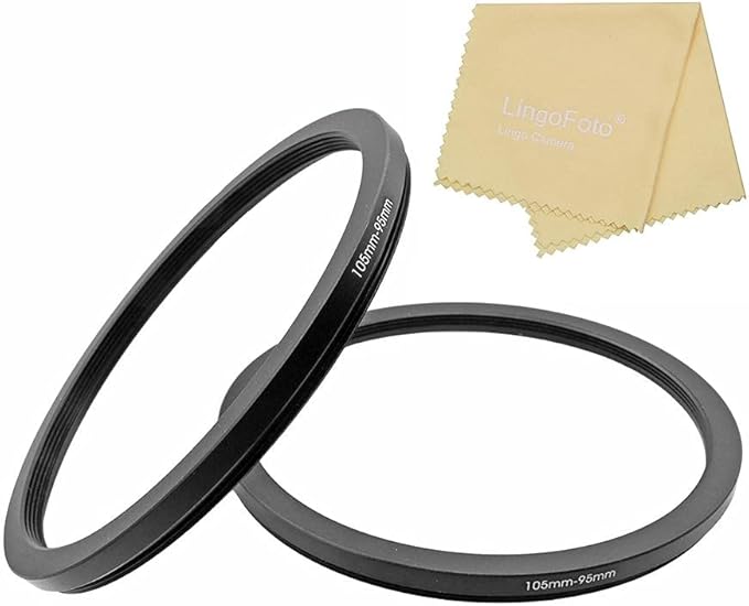 105-95mm Metal Step-Down Adapter Ring, 105mm Lens to 95mm Filter Size Accessories Lens Filter Adapter Ring, 2 Pieces LingoFoto