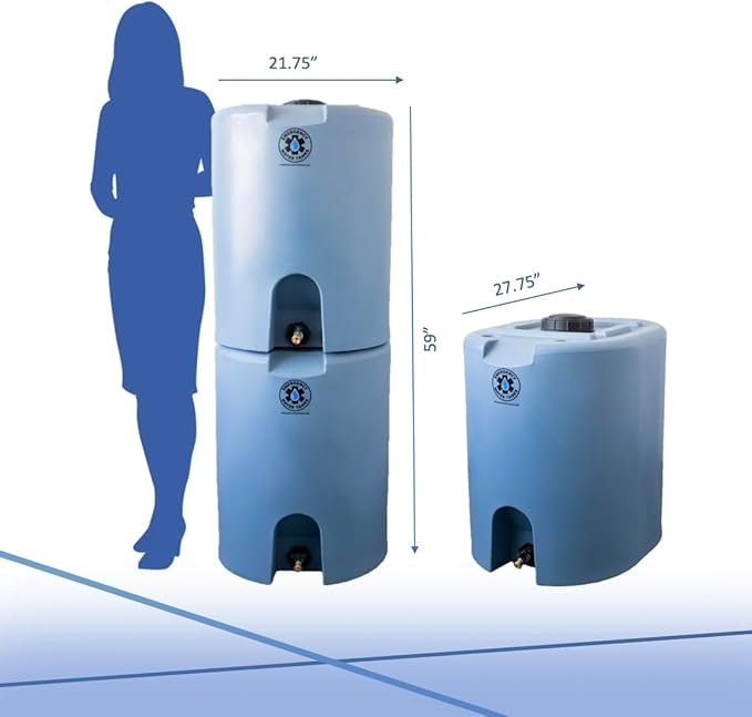 55 Gallon Stackable Emergency Water Storage Tank for Long-Term Drinking Water Heavy-Duty Water Barrel