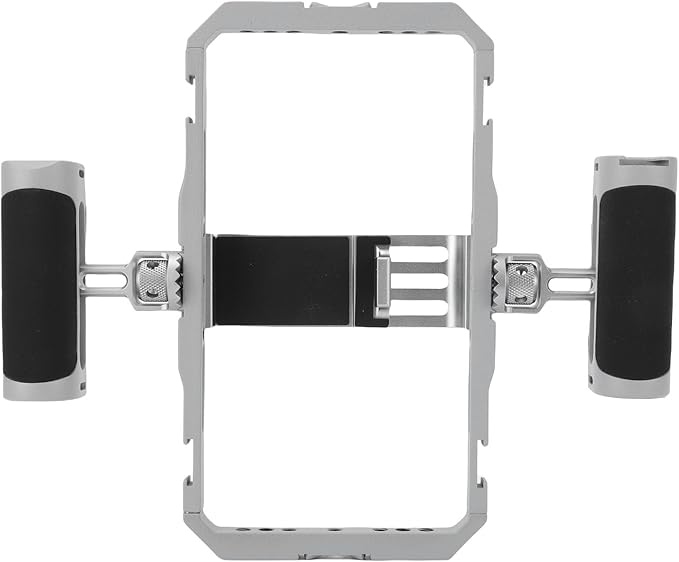 Phone Video Rig Cage, Smartphone Video Stabilizer with Double Silicone Grip, Ergonomic Design, Multiple Interfaces for Phones 6.35 to 8.7cm