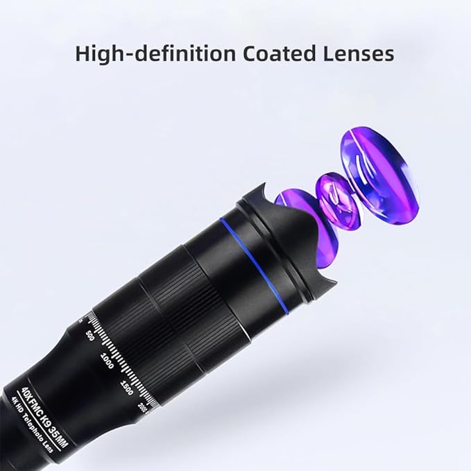 Andoer 40X Mobile Phone Telephoto Lens Kit with Lens Clip Phone Holder Extendable Mini Tripod Remote Shutter for Hiking Camping Wildlife Observation Moon Watching Compatible with Phone 15/14/13/12/11