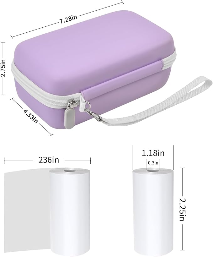 Grapsa Kids Instant Print Camera Case and 3 Rolls Instant Camera Refill Print Paper - Purple
