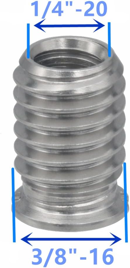 Stainless Steel 1/4"-20 Female to 3/8"-16 Male Convert Screw Adapter 6 Pieces 14mm Height