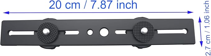 SYCZIOHU Dual Camera Flash Mount Bracket 20CM Tripod Mount Extension Bar with 1/4'' Screw Hot Shoe Mount for Fill Light and SLR Camera (Black)