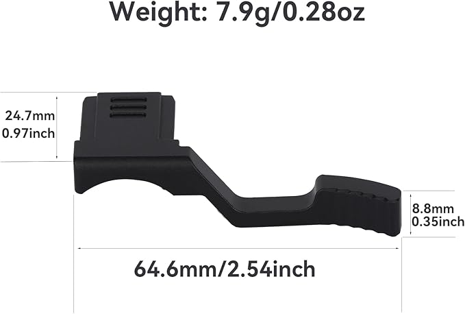 Metal Thumbs Up Grip Compatible with Fuji Fujifilm X-T30III/X-T20III/X-T10III/X-T30II/X-T20II/ X-T10II/XT30/XT20/XT10/X-T50 Mirrorless Cameras Thumb Rest Support with Hot Shoe Cover (Black)